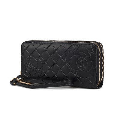 MKF Collection Honey Genuine Leather Quilted Flower-Embossed Women’s Wristlet Wallet by Mia K