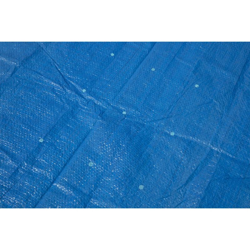 Bestway Flowclear Rectangle 7'4" x 60" Pool Cover for Above Ground Swimming Pools with Drain Holes and Tie-Down Ropes, Blue (Cover Only), 4 of 8