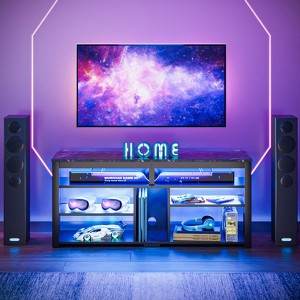 Bestier Tall TV Stand, 55” LED Entertainment Center For TVs up to 65”, Gaming TV Console with Storage For PS5, Media Center with Adjustable Shelves - 1 of 4