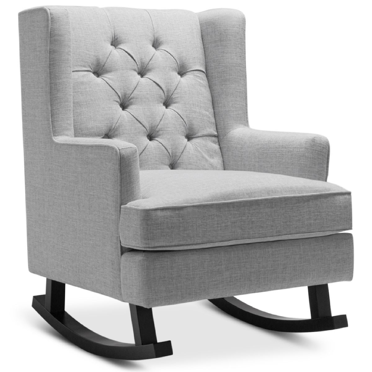 Best Choice Products Rocking Accent Chair, Tufted Upholstered Wingback for Home, Nursery w/ Wood Frame - Gray