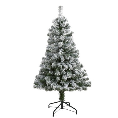 Nearly Natural 4-ft Flocked West Virginia Fir Artificial Christmas Tree