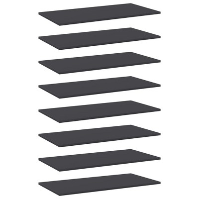 vidaXL Bookshelf Boards 8 pcs Gray 31.5 in.x15.7 in.x0.6 in. Engineered Wood