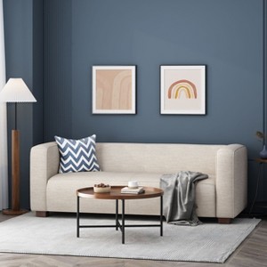 DOMETOUR 75 Inch Modern Loveseat for Living Room Bedroom, Mid Century Fabric Upholstered Couch Rectangular Armrest Sofa - 1 of 4
