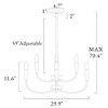 LNC Trucatinon 6-Lights Modern Candle Chandelier,Matte Black, 24"/30" - 3 of 4