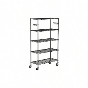5 Tier Storage Shelves with Wheels Adjustable Wire Shelving Unit Metal Kitchen Garage Pantry Closet Laundry Organizer Rack - 1 of 4