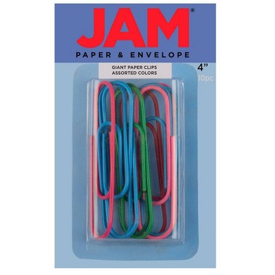JAM Paper 4" 10pk Colorful Giant Paper Clips - Large