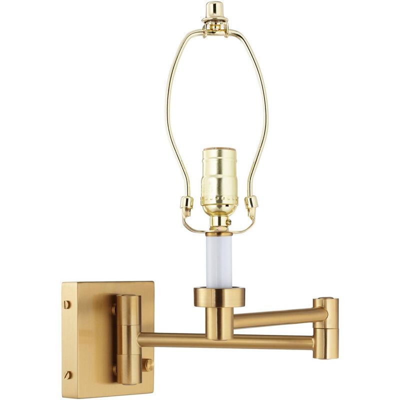 Barnes and Ivy Alta Vintage Swing Arm Wall Lamp Warm Antique Brass Plug-in Light Fixture Tan Fabric Bell Shade for Bedroom Bedside Living Room House, 3 of 5