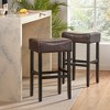 30" Backless Bonded Leather Bar Stools Set of 2 with Cushioned Seat, Rubberwood Legs, and Space-Saving Design for Kitchen Island - 3 of 4