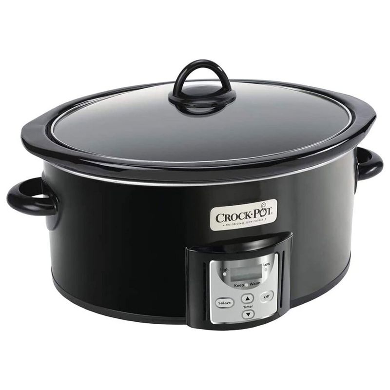 Crock-Pot 4 2091290 Quart Capacity Intelligent Count Down Timer Slow Cooker Small Kitchen Appliance, Black, 1 of 7