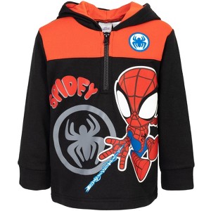 Marvel Spidey and His Amazing Friends Ghost-Spider Miles Morales Spider-Man Fleece Half Zip Hoodie Toddler to Little Kid - 1 of 4