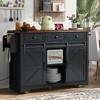 TiramisuBest 53.7in Farmhouse Kitchen Island with Power Outlet, 2 Sliding Barn Door Kitchen Storage Island with Drop Leaf, Spice Rack Rol - 3 of 4