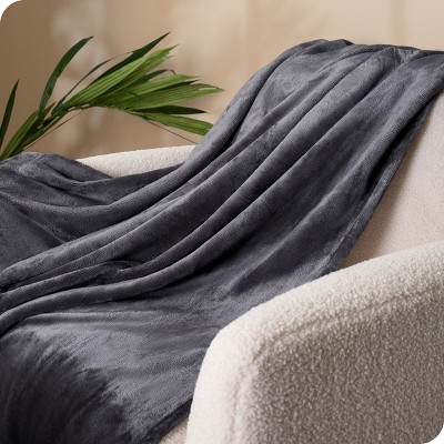 Twin Dark Gray Microplush Fleece Reversible Throw Blanket