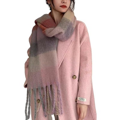 MSDC Winter Women Warm Scarf Long Shawl Large Scarves Cold Weather Thick Blanket Scarfs Colorful Plaid