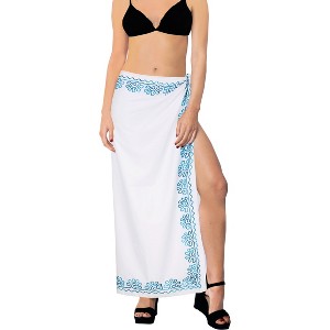 LA LEELA Women's Beachwear Summer Beach Bikini Wraps Sarong Wrap Skirt Swimsuit Swimwear Coverups Swim Cover Ups for Women One Size White,Solid - 1 of 4
