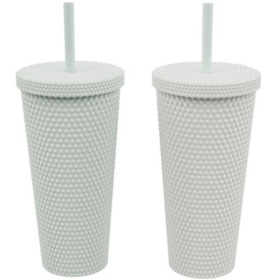 Copco Studded Straw Tumblers with Lid and Straw, Acrylic Cold Tumbler with Spill Resistant Lid, Travel Mug; Cupholder Friendly, 22-Ounce, Set of 2