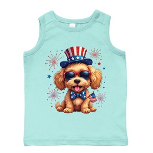 The Juniper Shop Patriotic Fluffy Dog Toddler Tank - 5/6T - Seafoam - 1 of 4
