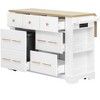 NicBex Modrn Kitchen Island with Drop Leaf & Pull Out Trash,Rolling Kitchen Cart with Wheels & Drawers,Storage Cabinet Folding Dining Table - 2 of 4