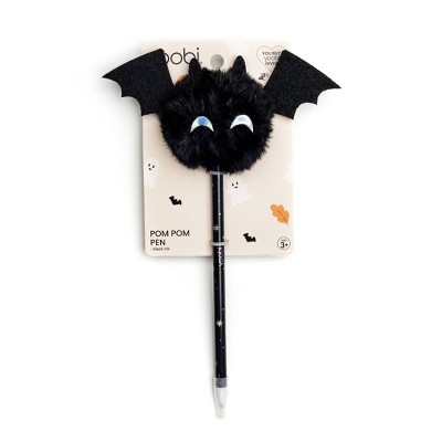 Yoobi Pom Pom Novelty Pen Halloween Bat Topper Black Ink 1.0mm Ballpoint