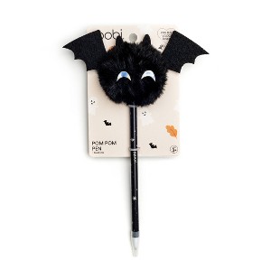 Yoobi Pom Pom Novelty Pen Halloween Bat Topper Black Ink 1.0mm Ballpoint - 1 of 4