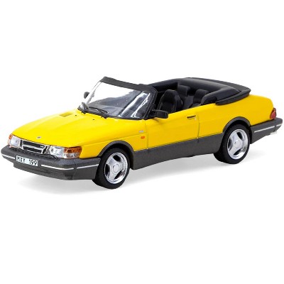 Saab 900 Turbo Convertible Yellow with Tarmac Cards "Global64" Series 1/64 Diecast Model Car by Tarmac Works