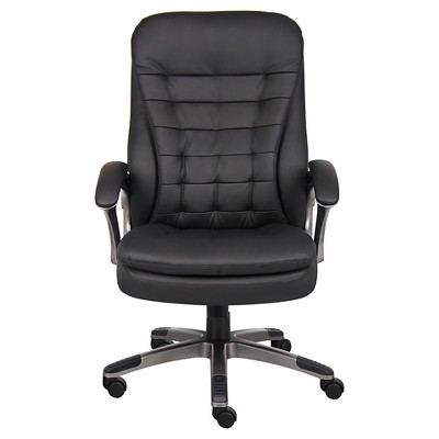 Ergonomic High-Back Executive Chair in Black Leather and Metal