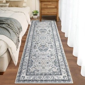 Washable Area Rug, Oriental Vintage Design, Soft Faux Wool Carpet, Non-Slip and Stain Resistant, Ideal for Living Room, Bedroom, Kitchen, Office - 1 of 4