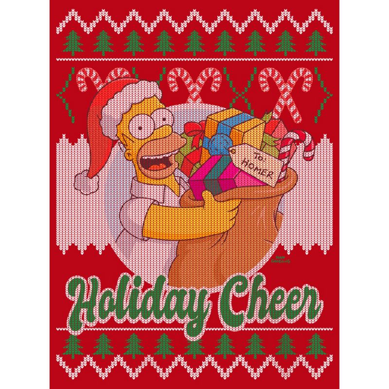 Men's The Simpsons Christmas Homer Holiday Cheer Sweater Print Sweatshirt, 2 of 5