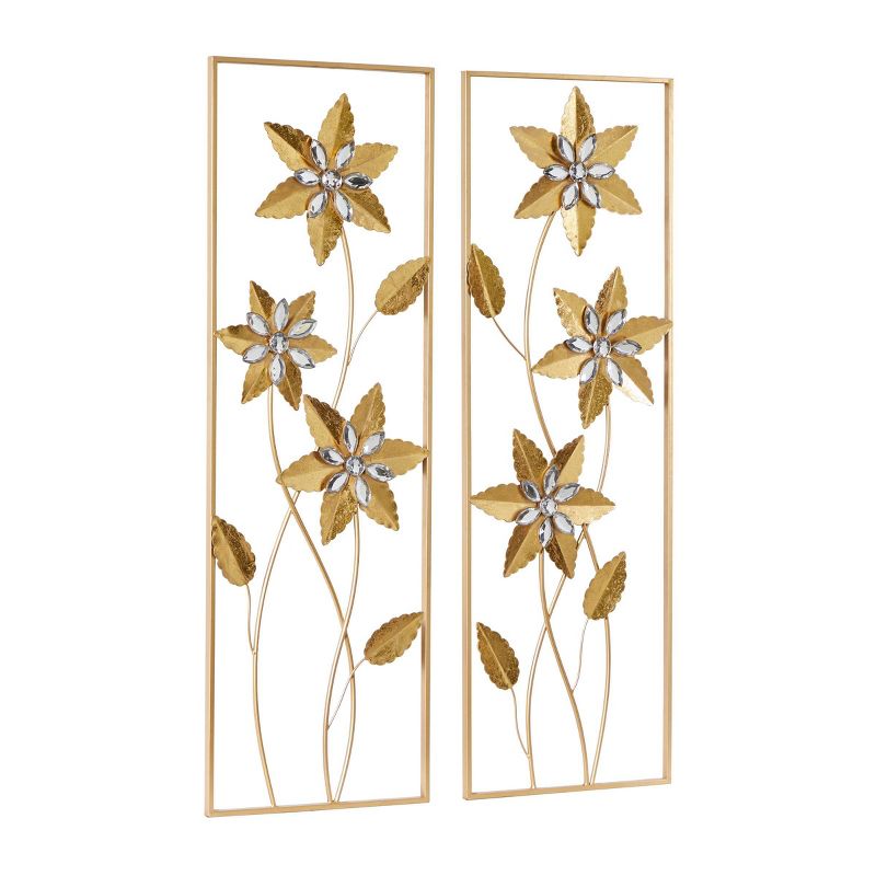 Set of 2 Iron Metal Floral Wall Decors with Gold Frame - Olivia &#38; May, 3 of 9