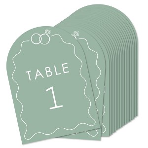 Big Dot of Happiness Sage Green Wedding Rings Table Numbers Centerpieces, Double-Sided 5 x 7 inches Cards, Table Numbers - 1-20 - 1 of 4