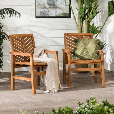 Modern Chevron Design Wood Patio Chairs,Outdoor Recliner Chairs,Sun Loungers,Garden Loungers Set Of 2 -Cuddlewood