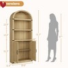 L-Shape Arched Bookcase w/ Doors Tall Bookshelf Farmhouse Bookcase Cabinet w/ Shelves Wooden - 2 of 4