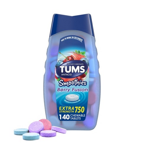 Tums Extra Strength Antacid Smoothies Fusion Chewable Tablets - Berry - 140ct - image 1 of 4