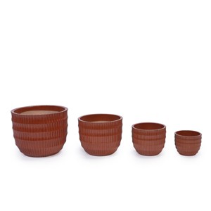 SEVOBAL Planters 4-Piece Modern Planter Pots Set, Glossy Indoor, Outdoor Frost-Resistant Garden with Drainage Holes, Red, 19.7"*19.7"*17.4" - 1 of 4