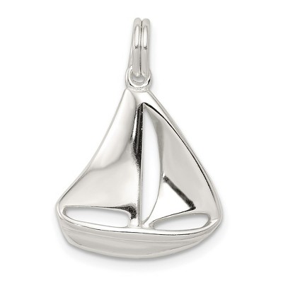 Black Bow Jewelry Sterling Silver Polished Sailboat Pendant