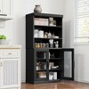 62x31x16 Wood Accent Sideboard Cabinet in Black, Storage Organizer with Adjustable Shelves and Glass Doors for Kitchen Bedroom Living/Dinning Room - 3 of 4
