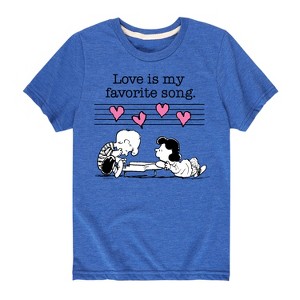 Boys' - Peanuts - Lucy And Schroeder Valentine's Piano Short Sleeve Graphic T-Shirt - 1 of 4