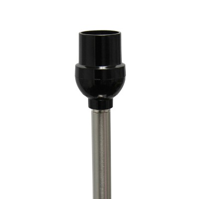 Brushed Nickel Floor Lamp with White Drum Shade and Shelf