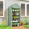 Outsunny 5 Tier Mini Greenhouse with Reinforced PE Cover, Small Portable Greenhouse with Roll-Up Zippered Door, Green - 3 of 4