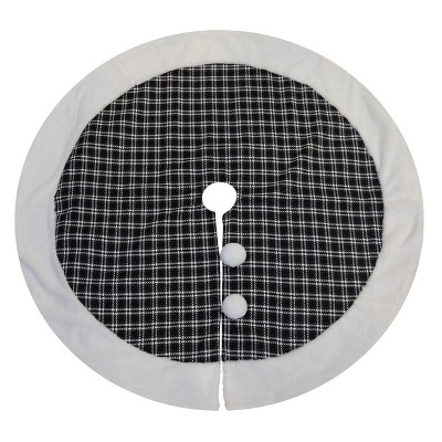 Season's Designs 48In Black / White Check Tree Skirt W/ F