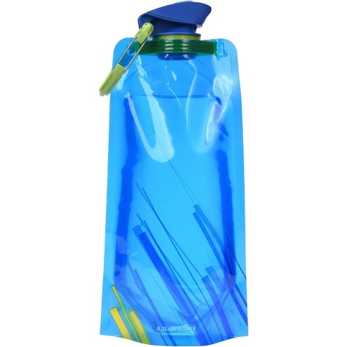 Hydrate 17oz Foldable Water Bottles, Collapsible Plastic Water Pouch, Blue