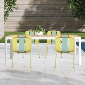 4-Piece Minimalist Patio Chair Set with Sturdy Metal Legs, Indoor Outdoor Armless Chairs for Porch, Garden or Balcony-The Pop Home - 1 of 4