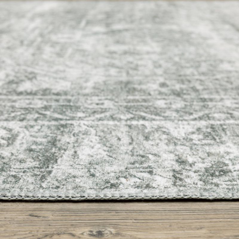 Micah Washable Distressed Oriental Indoor Area Rug Gray/Ivory - Captiv8e Designs, 6 of 15