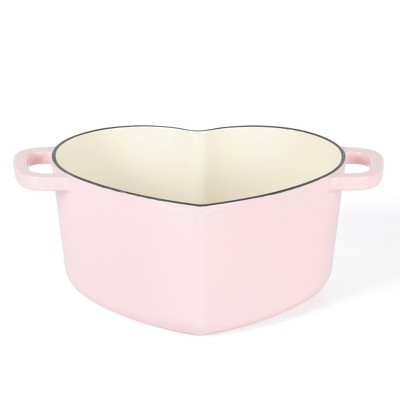Pink Heart Shaped Enameled Cast Iron Dutch Oven, 4-Quart