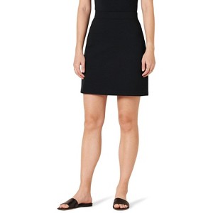 Women's Ponte A-Line Mini Skirt - Pull-On Stretch Fit for Effortless Style Black - 1 of 4