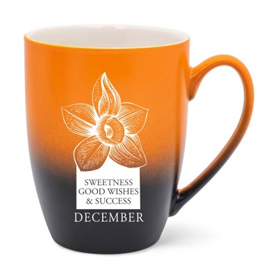 Elanze Designs Sweetness Good Wishes And Success Two Toned Ombre Matte Orange and Black 12 ounce Ceramic Stoneware Coffee Cup Mug