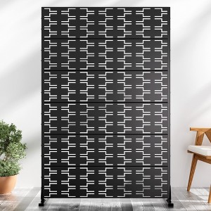 MAYEERTY Brick Black Galvanized Steel Screen Outdoor and Indoor Freestanding Decorative Privacy Screen for Balcony Patio Garden - 1 of 4