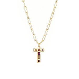 Adornia 14k Gold Plated Funky Initial Paperclip Chain Necklace - 1 of 3