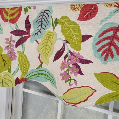 Antonia Floral 50'' W Cotton Window Valance with Ivory Lining