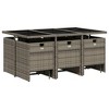 vidaXL Patio Dining Set with Cushions - 11 Piece Gray Poly Rattan Outdoor Garden Table and Chairs Furniture, Compact Storage, Tempered Glass Top - 3 of 4