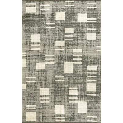 Gray Geometric Flat Woven Round Cotton Area Rug